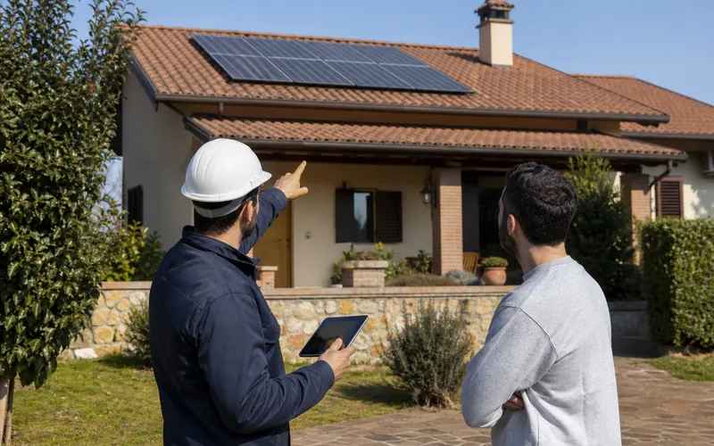 Sopralluogo di un tecnico con il proprietario di casa